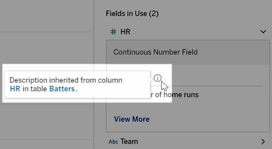 An example of description inheritance in the Data Details pane