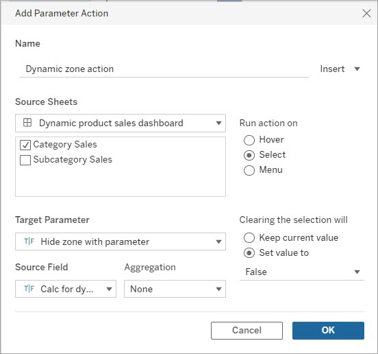 A parameter action configured as described in the text preceding this image