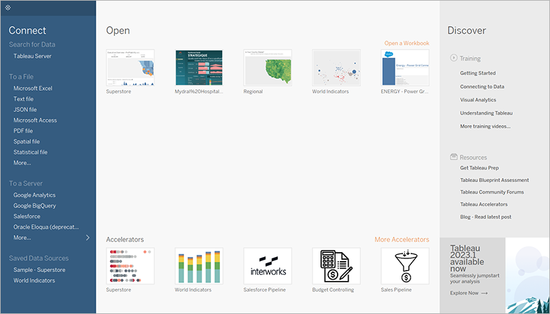 Tableau Workspace.