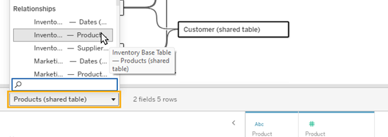 the menu in the Table Details pane