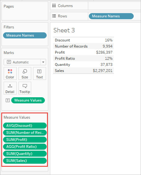 Tableau Bar Chart Multiple Measures