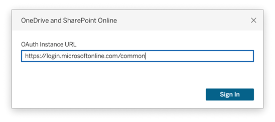 Oauth Instance URL dialog