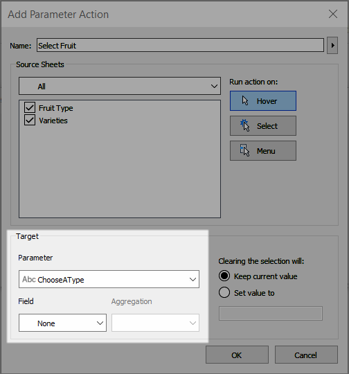 Parameter action example.