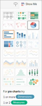 Show Me menu displaying multiple chart types