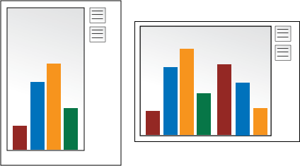A graphic depicting the difference between portrait and landscape
page orientation.