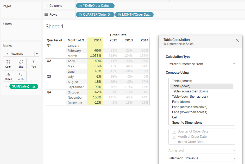 Table Calculation Types Tableau