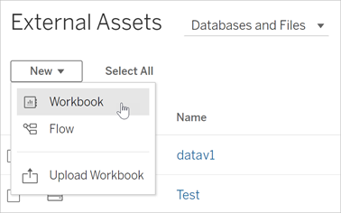 Botón Nuevo libro de trabajo en las páginas de la base de datos y la tabla