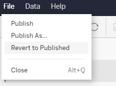 Menú desplegable Archivo, opción Revertir a publicado