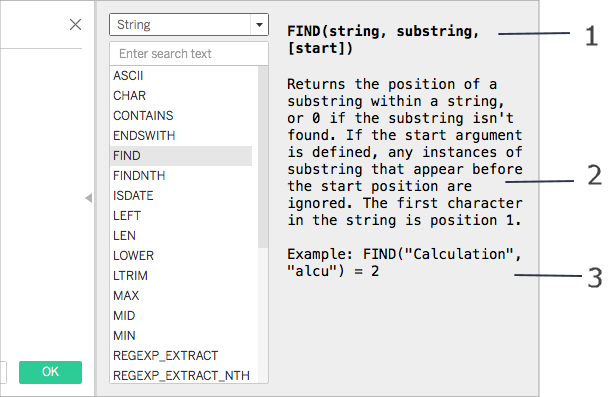 Fonctions de calcul de table - Tableau