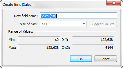 連続メジャーから連続の Bin を作成する Tableau