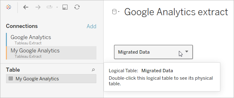 Logische tabel van de databron