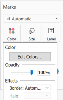 Opção Editar cores no cartão Marcas.