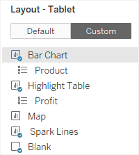 Painel de layout de tablet personalizado com gráfico de barras destacado.