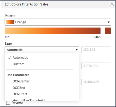 Configure um intervalo de cores dinâmico com a caixa de diálogo Editar cor.