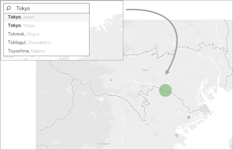 Mäta avstånd mellan datapunkter och platser på en karta - Tableau