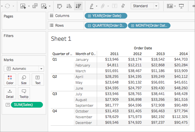 表計算類型 Tableau