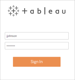Tableau-inloggningsskärmen.