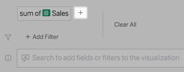 O Phrase Builder de Pergunte aos dados com o ícone de adição destacado.
