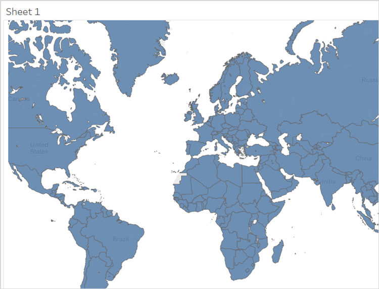 Um mapa do mundo com fronteiras de países.