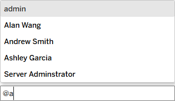 Campo para adicionar o nome de um indivíduo a ser mencionado em um comentário.