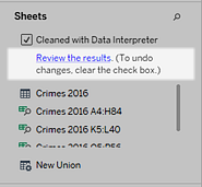 O link Revisar os resultados no painel Dados.