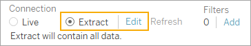 A opção Extrair selecionada para mostrar o link Editar