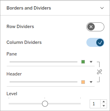 Opções de formatação para divisores de linha.