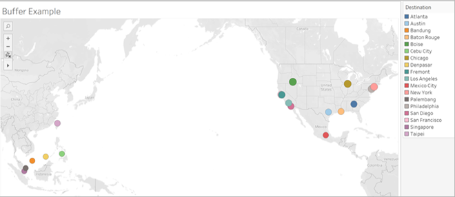 Mapa de buffer com marcas de tipo de mapa.