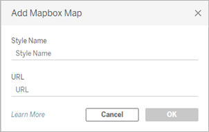 Caixa de diálogo Adicionar mapa Mapbox.