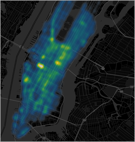 Um mapa de densidade da cidade de Nova York.