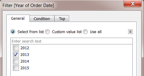 Configure um filtro de uma lista.