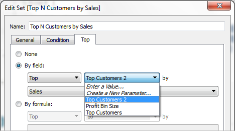 N clientes principais por vendas definido como o parâmetro dinâmico Clientes principais 2.