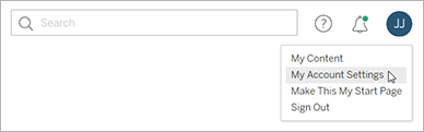 Um menu suspenso com a opção Configurações da minha conta.