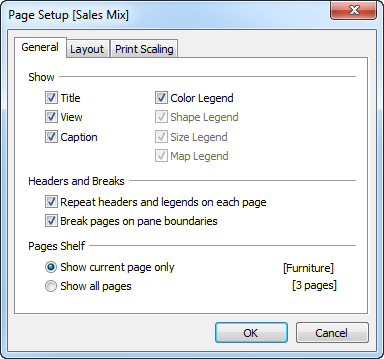 Making settings in the Page Setup dialog box