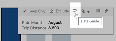 Image of mark tooltip with Data Guide icon selected