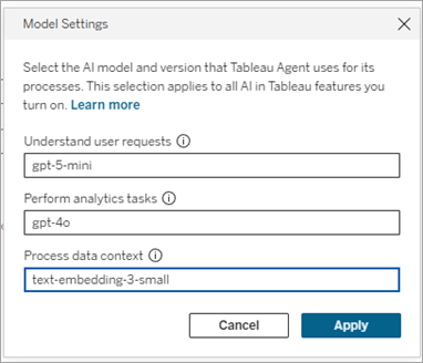 Model Settings dialog for Azure OpenAI.