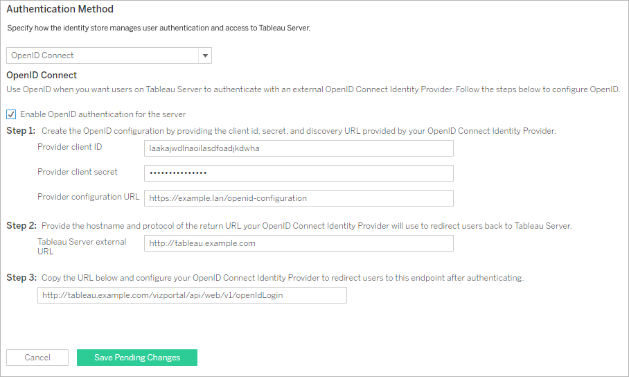 Capture d’écran Configurer OpenID