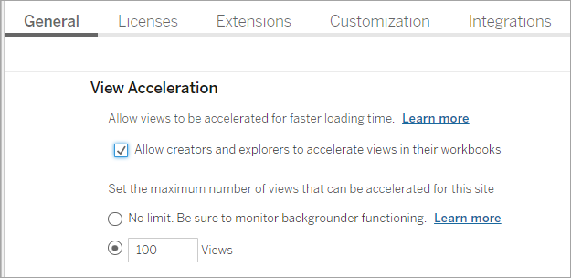 Inställningar för vyacceleration