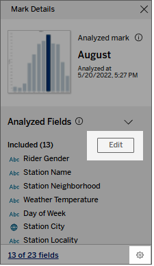 Analysed Fields in Explain Data - Tableau