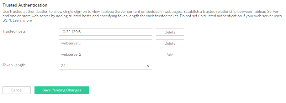 Configure trusted authentication screenshot