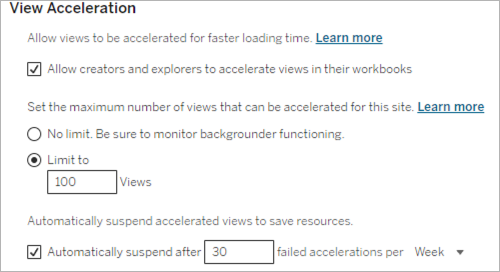 Dialog for setting maximum number of failures for acceleration
