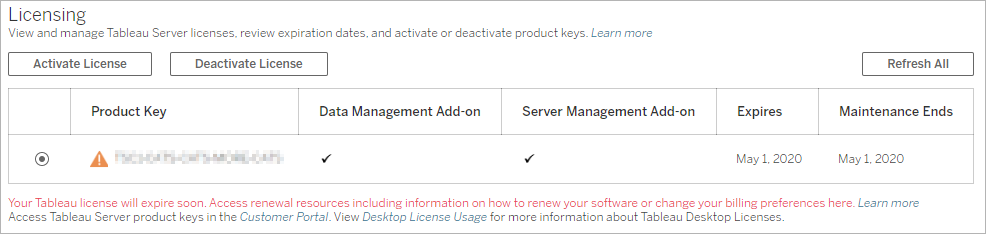 tableau server product key vs desktop product key