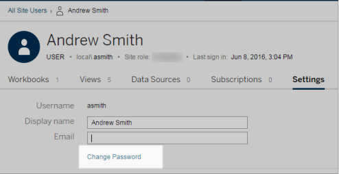 Click the Change Password link in the User Settings.