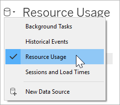 Sélectionnez Utilisation des ressources dans la liste déroulante.
