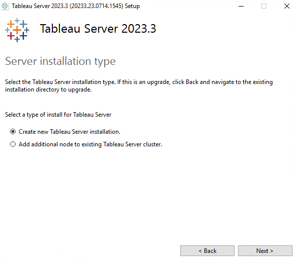 Image de la configuration qui vous permet de modifier le type d’installation