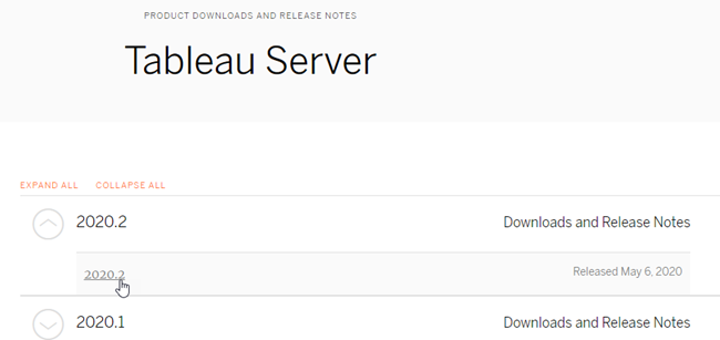 เลือกเวอร์ชันเซิร์ฟเวอร์ที่คุณใช้ (รุ่นล่าสุดสำหรับ Tableau Cloud)