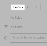 A dashboard with the Fields menu highlighted.