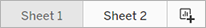 Sheet tabs labeled Sheet 1 and Sheet 2, with a button to add a new sheet.