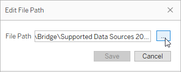 A dialog box featuring a file path input field and options to save or cancel.