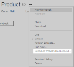 A dropdown menu lists options for a product owned by Neil.